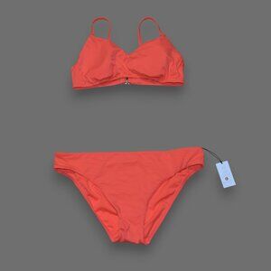 SAND & SHORE Women's XL Bikini Top & Mid High Rise Bottoms Set Swimsuit Swim
